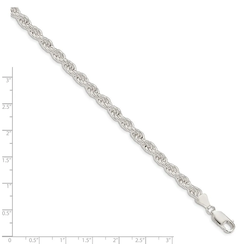 Men Women Real 925 Sterling Silver 5mm Solid Rope Bracelet