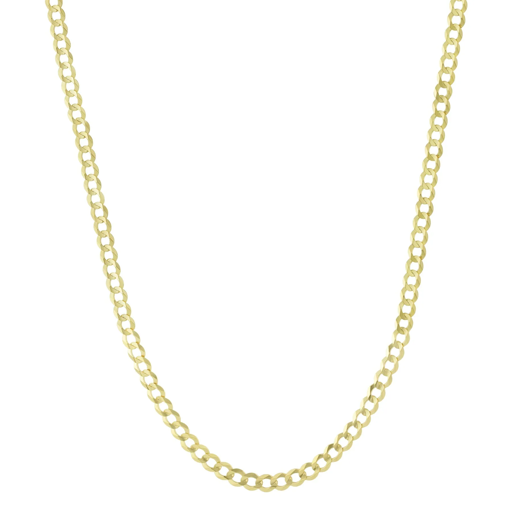 Men's Fine Jewelry-14k Yellow Gold Necklace|4.5MM Solid Cuban Curb Link Chain