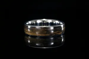 MEN'S WHITE GOLD WHISKEY BARREL WOOD RING