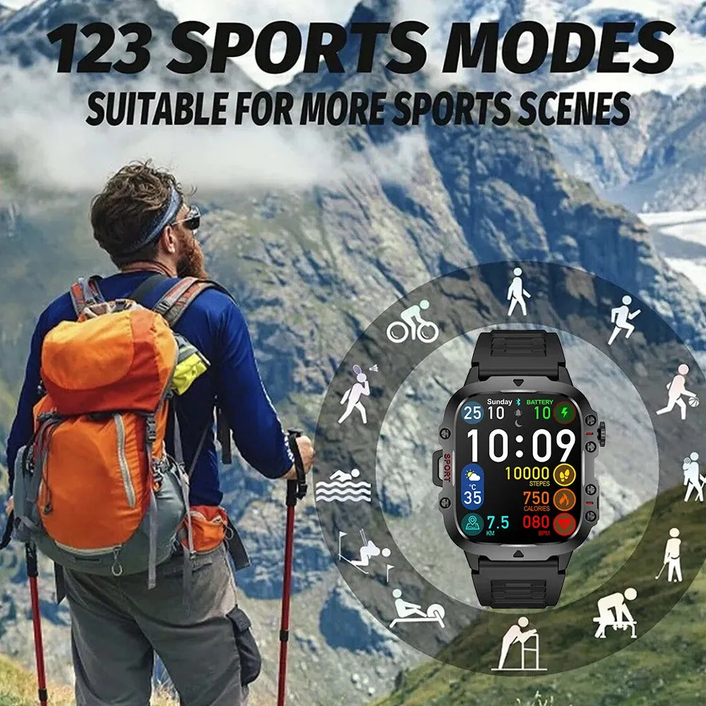 Military Quality Health Monitor Sport Smart Watch 3ATM Waterproof Outdoor Fitness Tracker Heart Rate Monitor Bluetooth Call Smartwatch For Android IOS