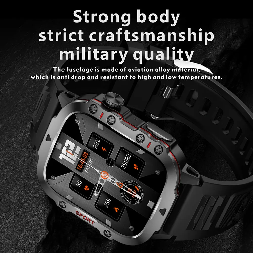 Military Quality Health Monitor Sport Smart Watch 3ATM Waterproof Outdoor Fitness Tracker Heart Rate Monitor Bluetooth Call Smartwatch For Android IOS