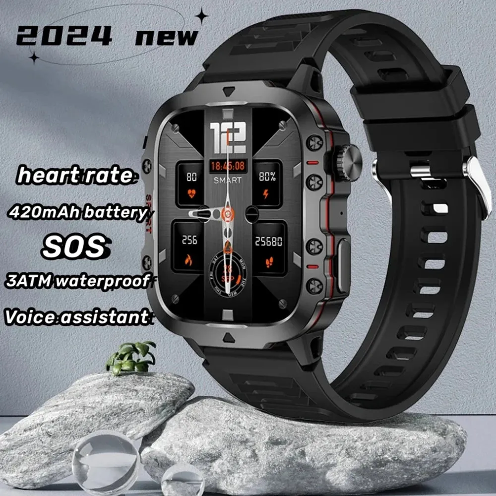 Military Quality Health Monitor Sport Smart Watch 3ATM Waterproof Outdoor Fitness Tracker Heart Rate Monitor Bluetooth Call Smartwatch For Android IOS