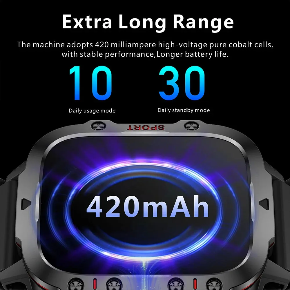 Military Quality Health Monitor Sport Smart Watch 3ATM Waterproof Outdoor Fitness Tracker Heart Rate Monitor Bluetooth Call Smartwatch For Android IOS