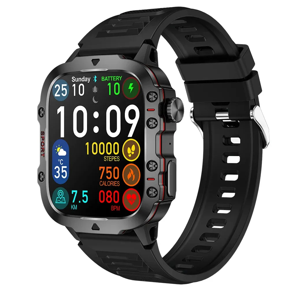 Military Quality Health Monitor Sport Smart Watch 3ATM Waterproof Outdoor Fitness Tracker Heart Rate Monitor Bluetooth Call Smartwatch For Android IOS