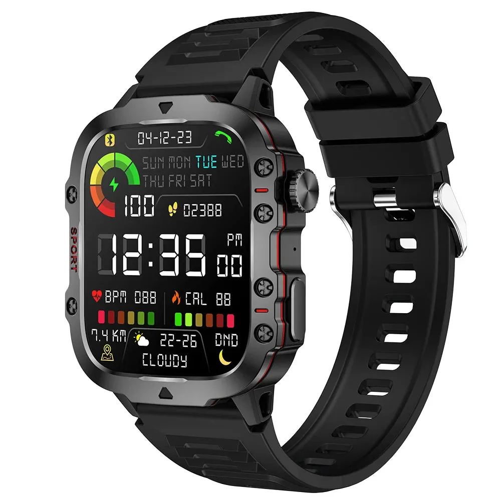 Military Quality Health Monitor Sport Smart Watch 3ATM Waterproof Outdoor Fitness Tracker Heart Rate Monitor Bluetooth Call Smartwatch For Android IOS