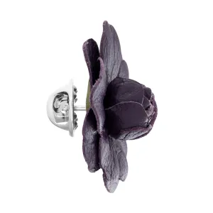 Mini Purple Leather Gardenia Pin