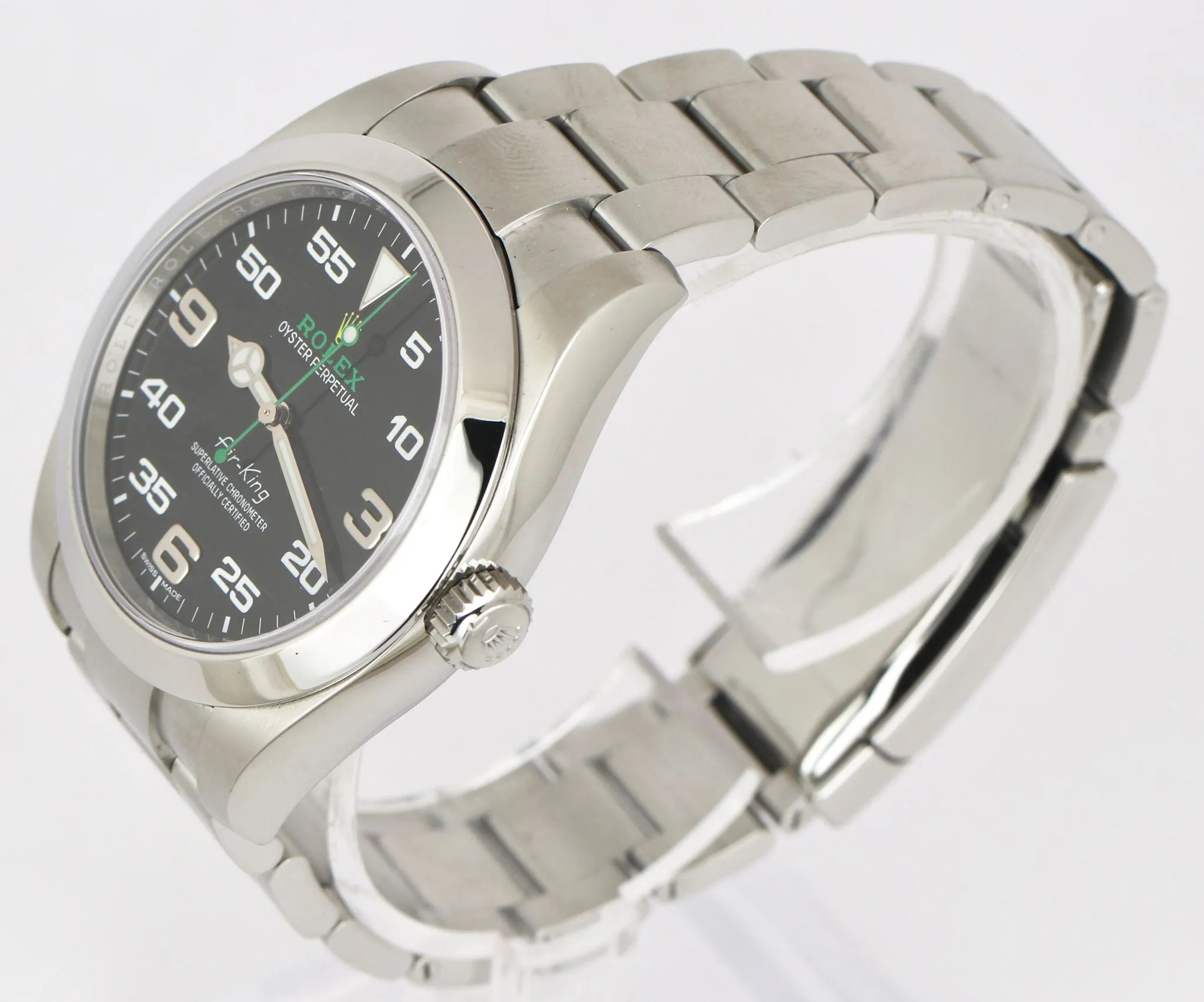 MINT 2016 Rolex Air-King 40mm Green Yellow Black Arabic Stainless Steel 116900