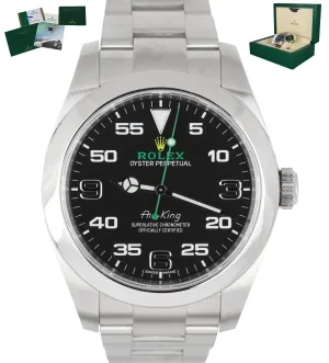 MINT 2016 Rolex Air-King 40mm Green Yellow Black Arabic Stainless Steel 116900