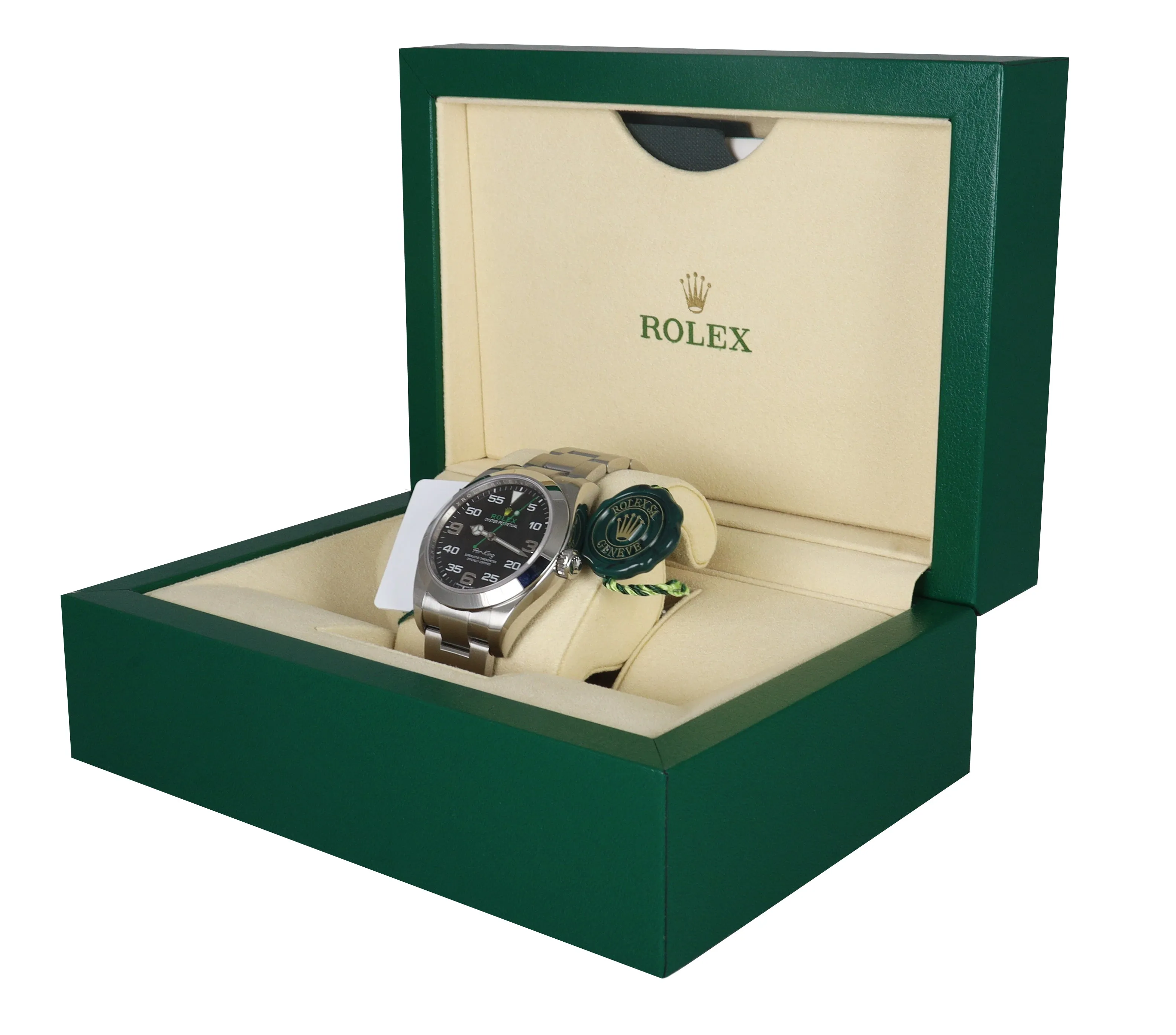 MINT 2016 Rolex Air-King 40mm Green Yellow Black Arabic Stainless Steel 116900