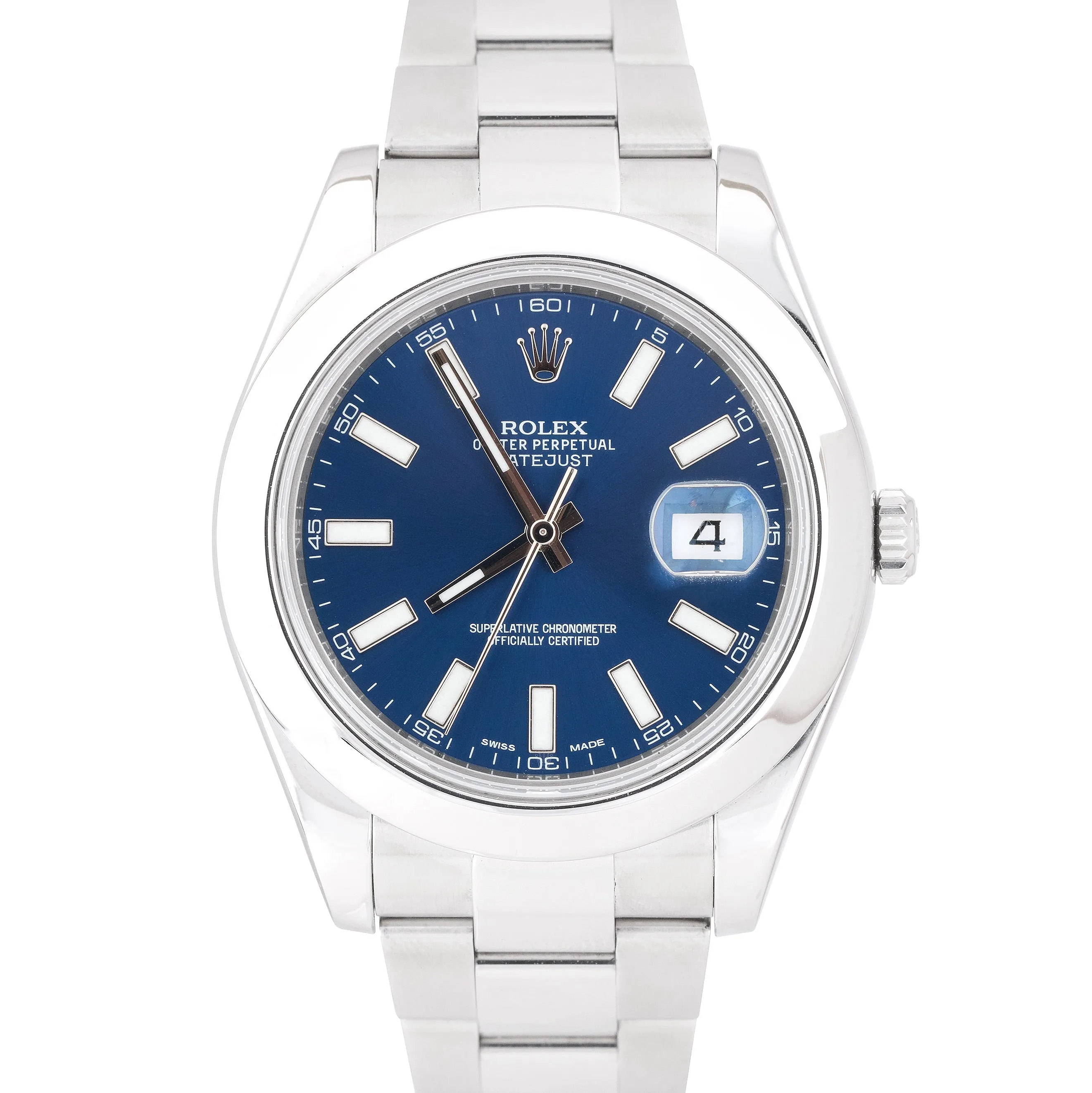 MINT 2017 Rolex DateJust II Blue Smooth Stainless Steel 41mm Oyster Watch 116300