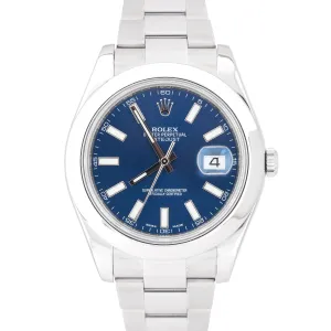 MINT 2017 Rolex DateJust II Blue Smooth Stainless Steel 41mm Oyster Watch 116300