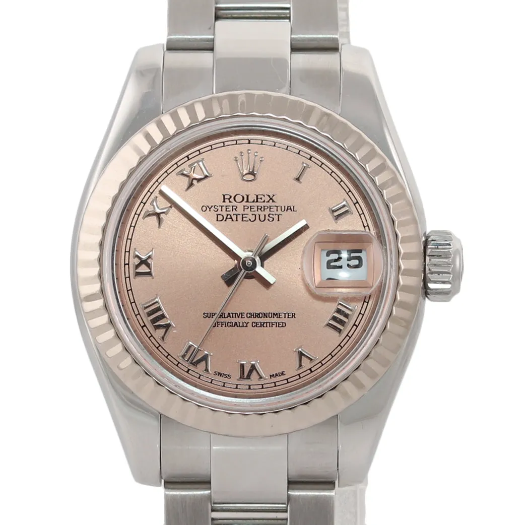 MINT Ladies 179174 Rolex DateJust Salmon Pink Dial White Gold Bezel