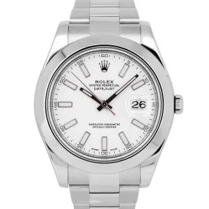MINT Rolex DateJust II 41mm White Smooth Bezel Stainless Steel Watch 116300