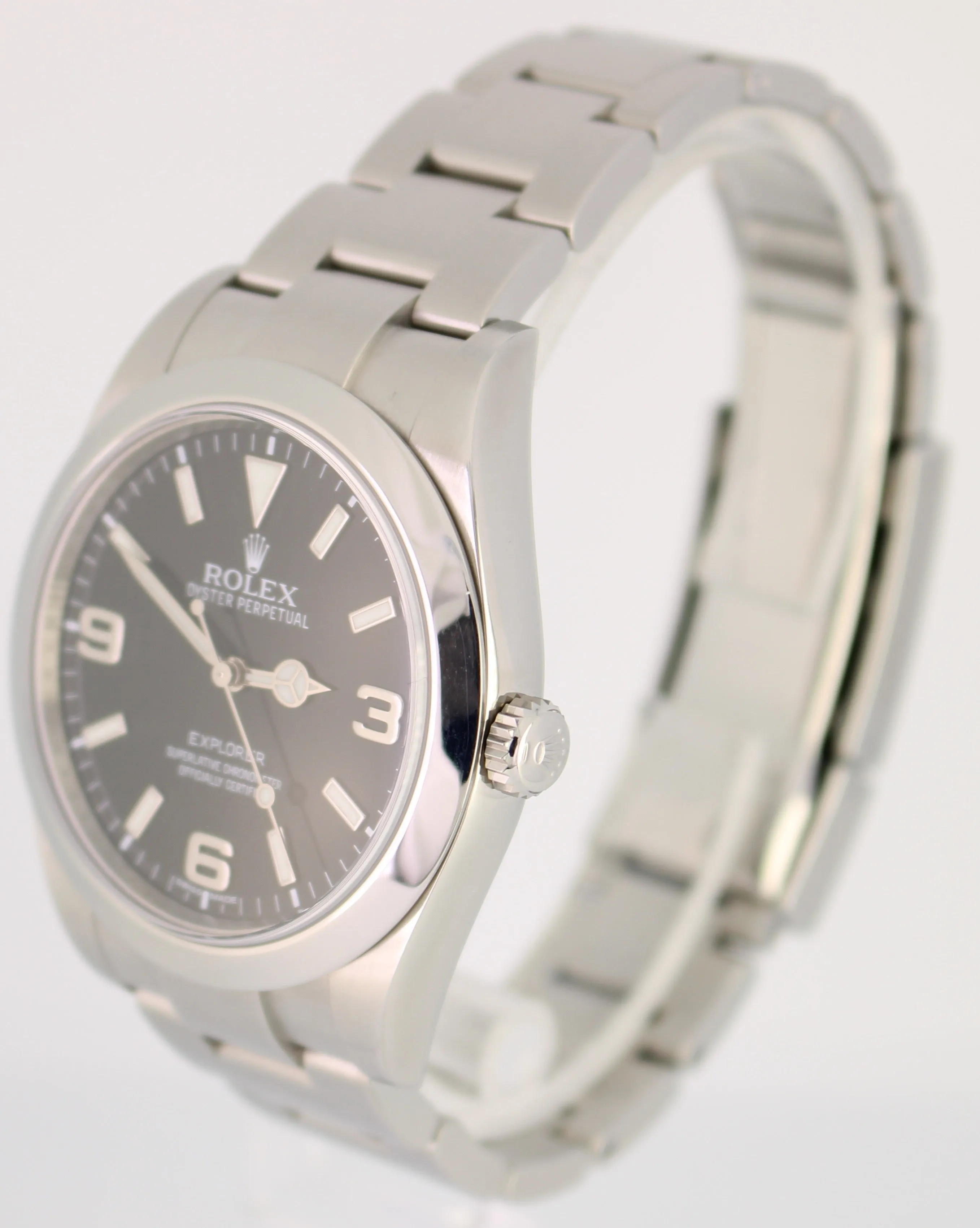 MINT Rolex Explorer I Black 39mm Stainless Steel Oyster Watch 214270 B&P