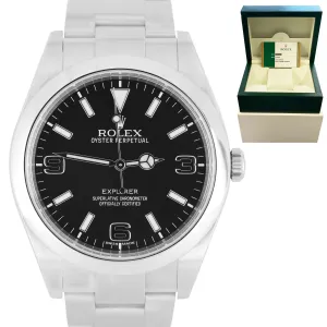 MINT Rolex Explorer I Black 39mm Stainless Steel Oyster Watch 214270 B&P
