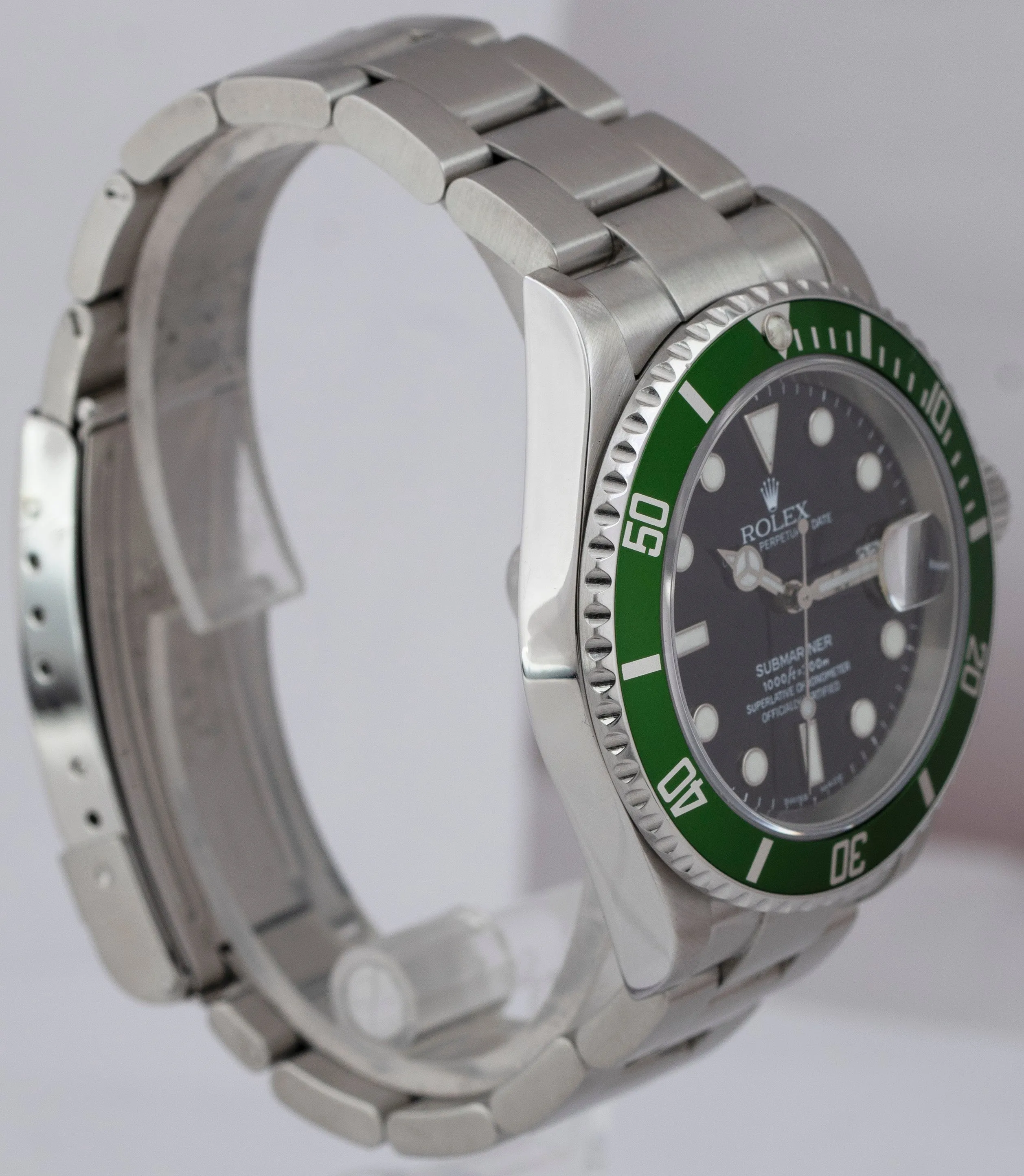 MINT Rolex Submariner Date Green 40mm KERMIT Stainless Steel Watch 16610 LV