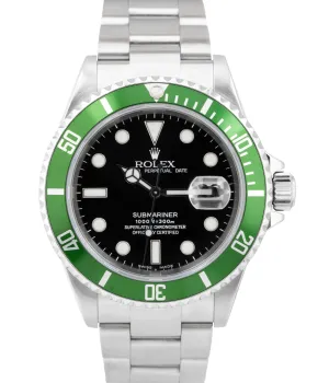 MINT Rolex Submariner Date Green 40mm KERMIT Stainless Steel Watch 16610 LV