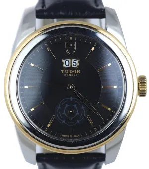 MINT Tudor Glamour Double Date 42mm Two Tone Stainless 57003 Black 42mm Watch