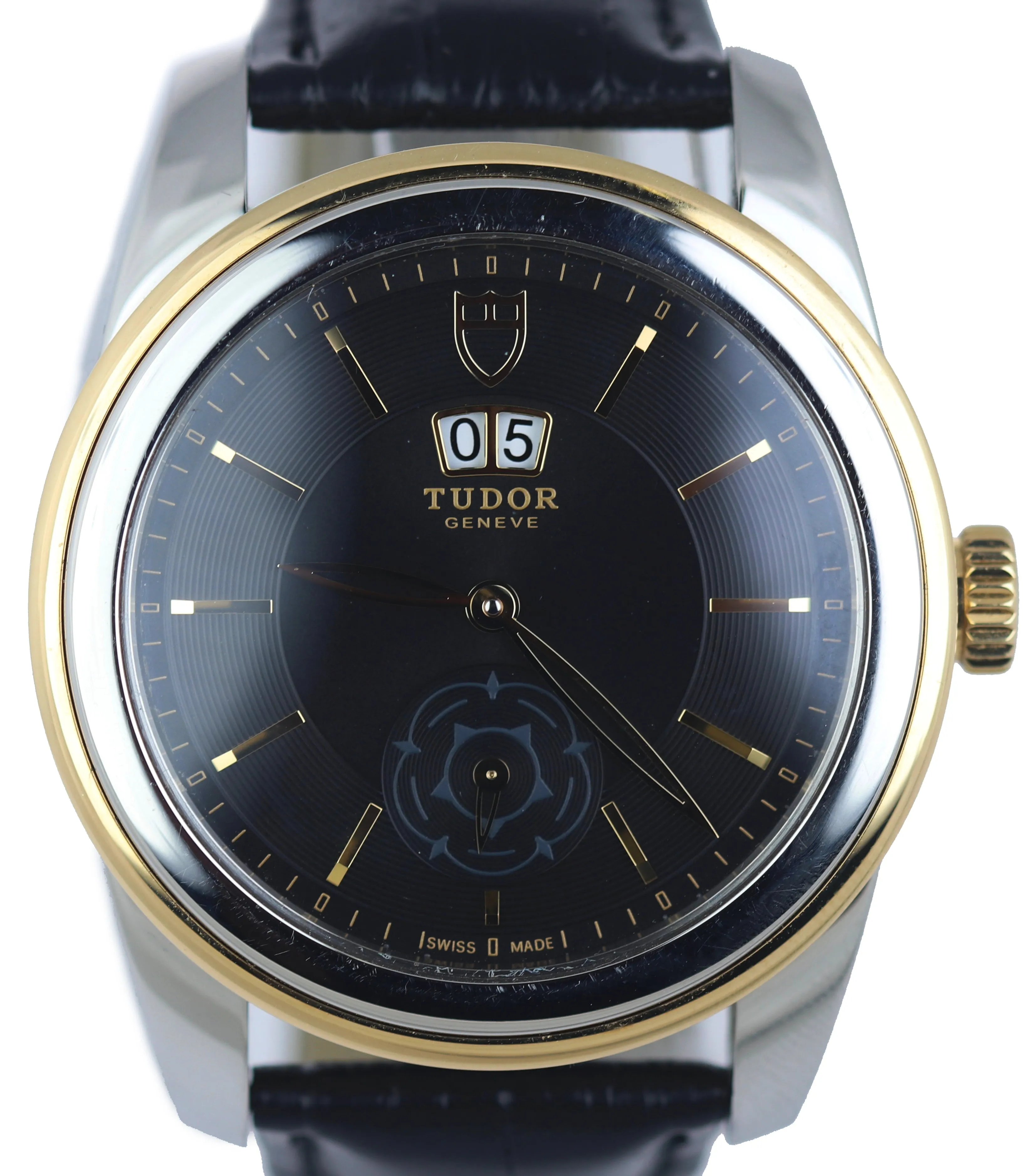 MINT Tudor Glamour Double Date 42mm Two Tone Stainless 57003 Black 42mm Watch