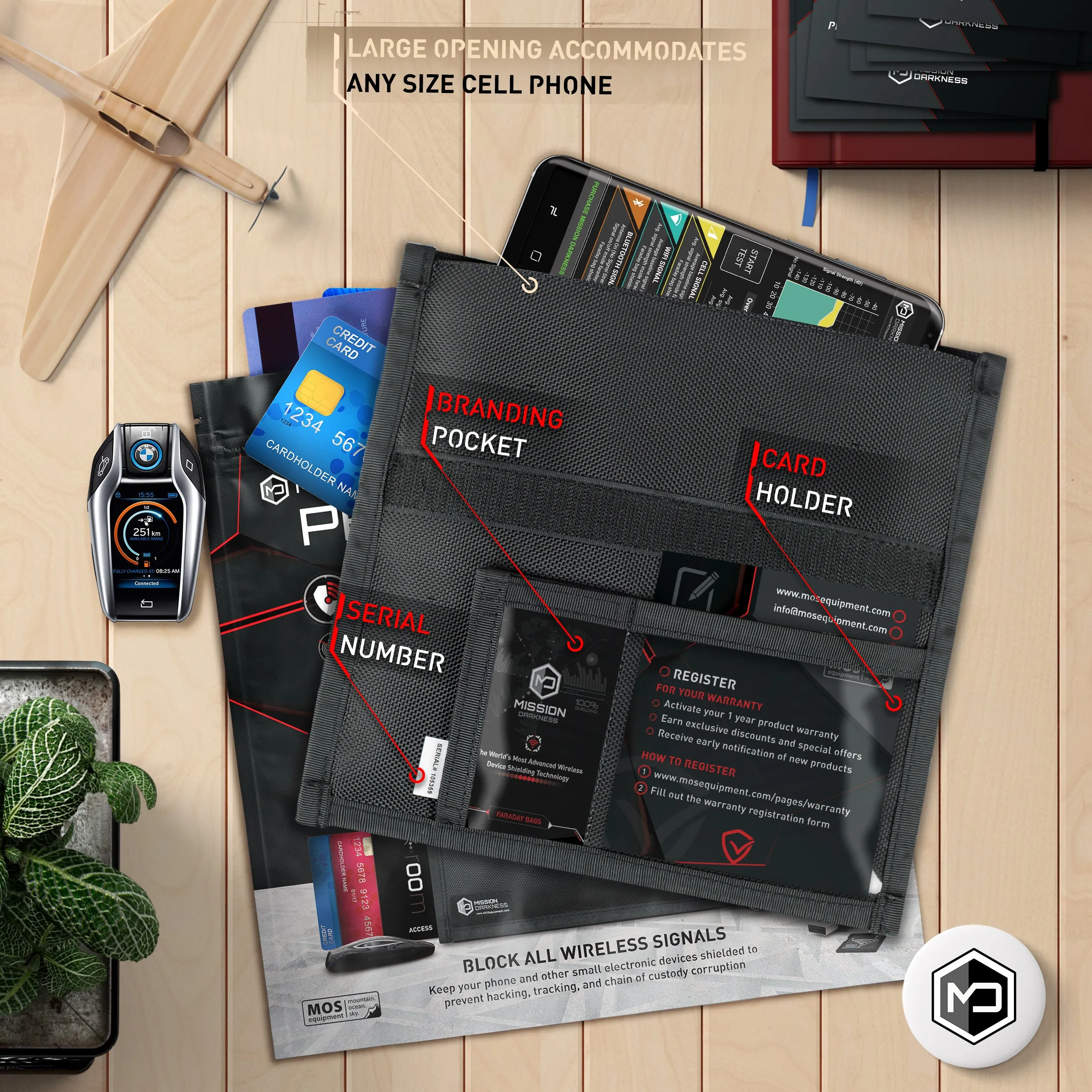 Mission Darkness™ Non-Window Faraday Bag for Phones