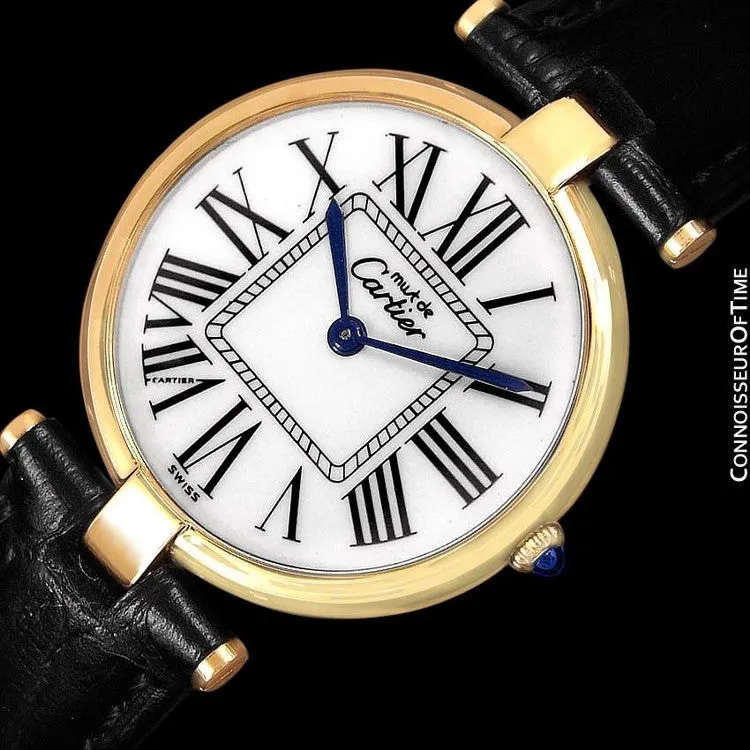 Must De Cartier Vendome  Mens Midsize Unisex Vermeil Watch - 18K Gold Over Sterling Silver
