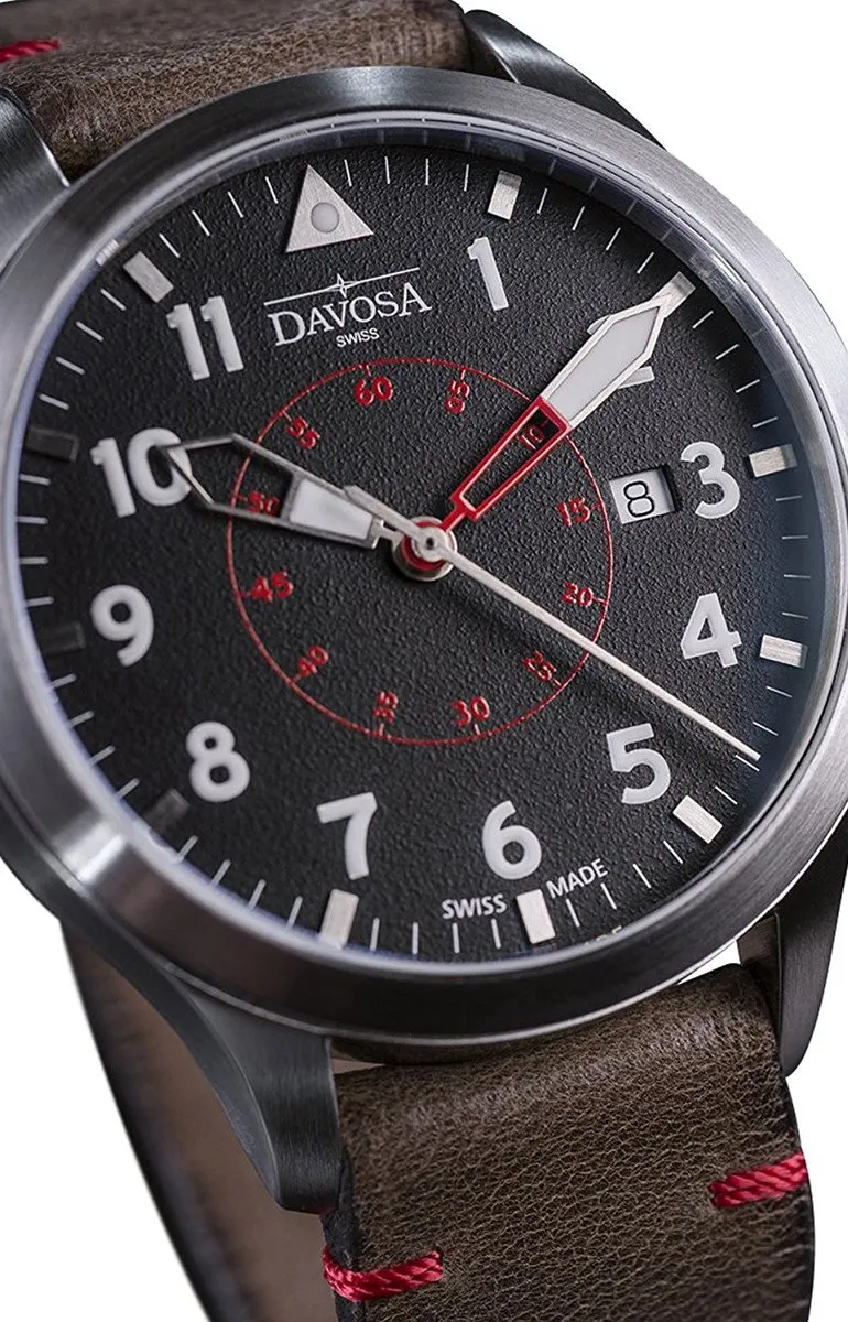 Neoteric Automatic Swiss-Made Black Red Pilot Watch 16156556
