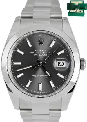 NEW 2022 Rolex DateJust 41 Slate Gray 41mm Smooth Stainless Oyster Watch 126300