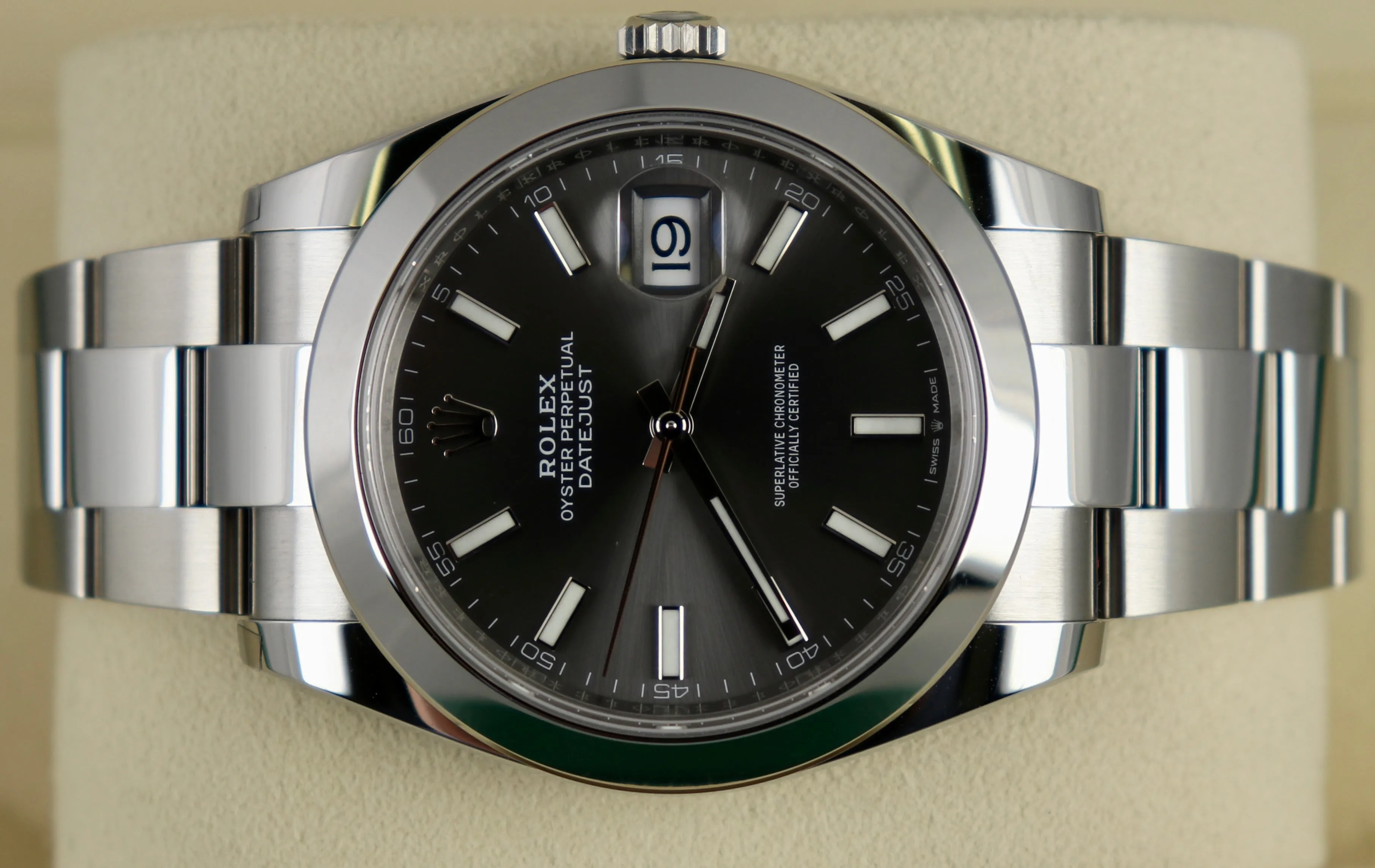 NEW 2022 Rolex DateJust 41 Slate Gray 41mm Smooth Stainless Oyster Watch 126300