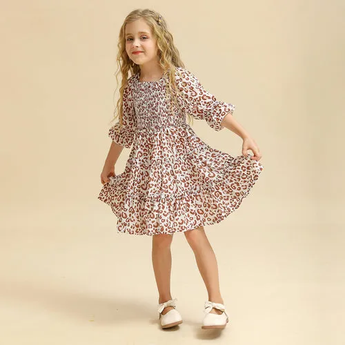 New 2023 Summer Dress for Girls with Floral Print and Puff Sleeves