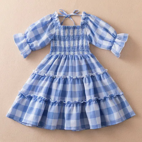 New 2023 Summer Dress for Girls with Floral Print and Puff Sleeves