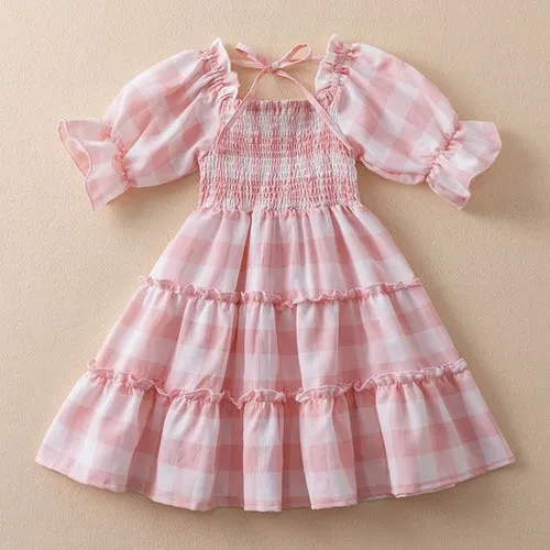 New 2023 Summer Dress for Girls with Floral Print and Puff Sleeves