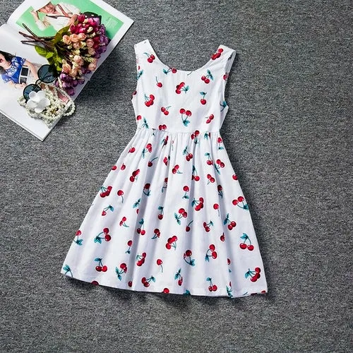New 2023 Summer Dress for Girls with Floral Print and Puff Sleeves