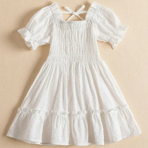 New 2023 Summer Dress for Girls with Floral Print and Puff Sleeves