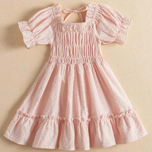 New 2023 Summer Dress for Girls with Floral Print and Puff Sleeves