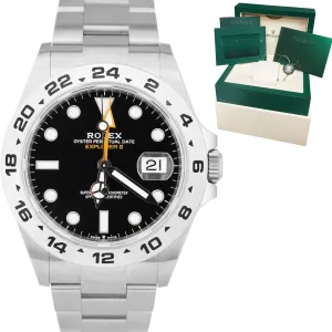 NEW DEC 2021 Rolex Explorer II 42mm Black Orange Stainless GMT Date Watch 226570