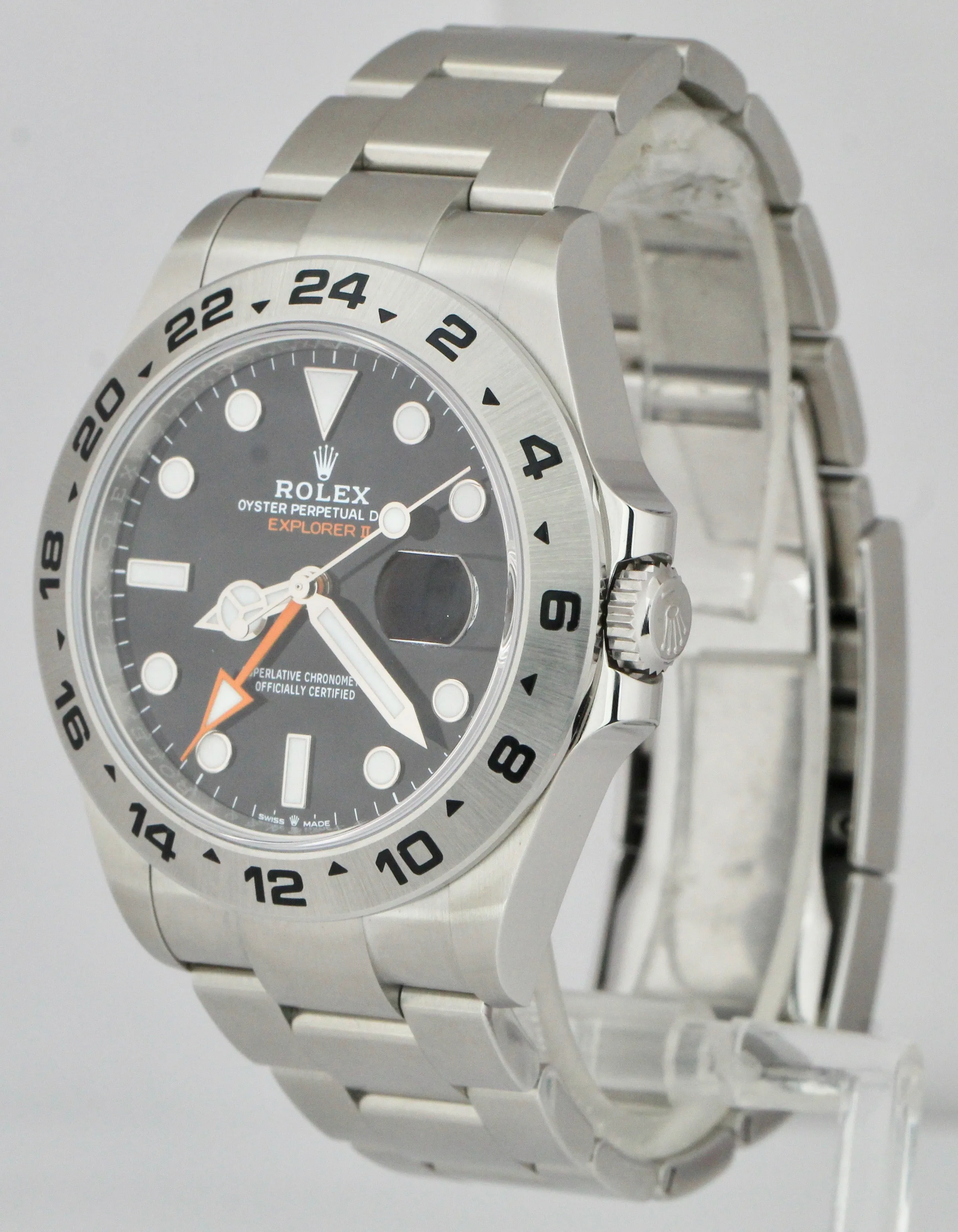 NEW DEC 2021 Rolex Explorer II 42mm Black Orange Stainless GMT Date Watch 226570