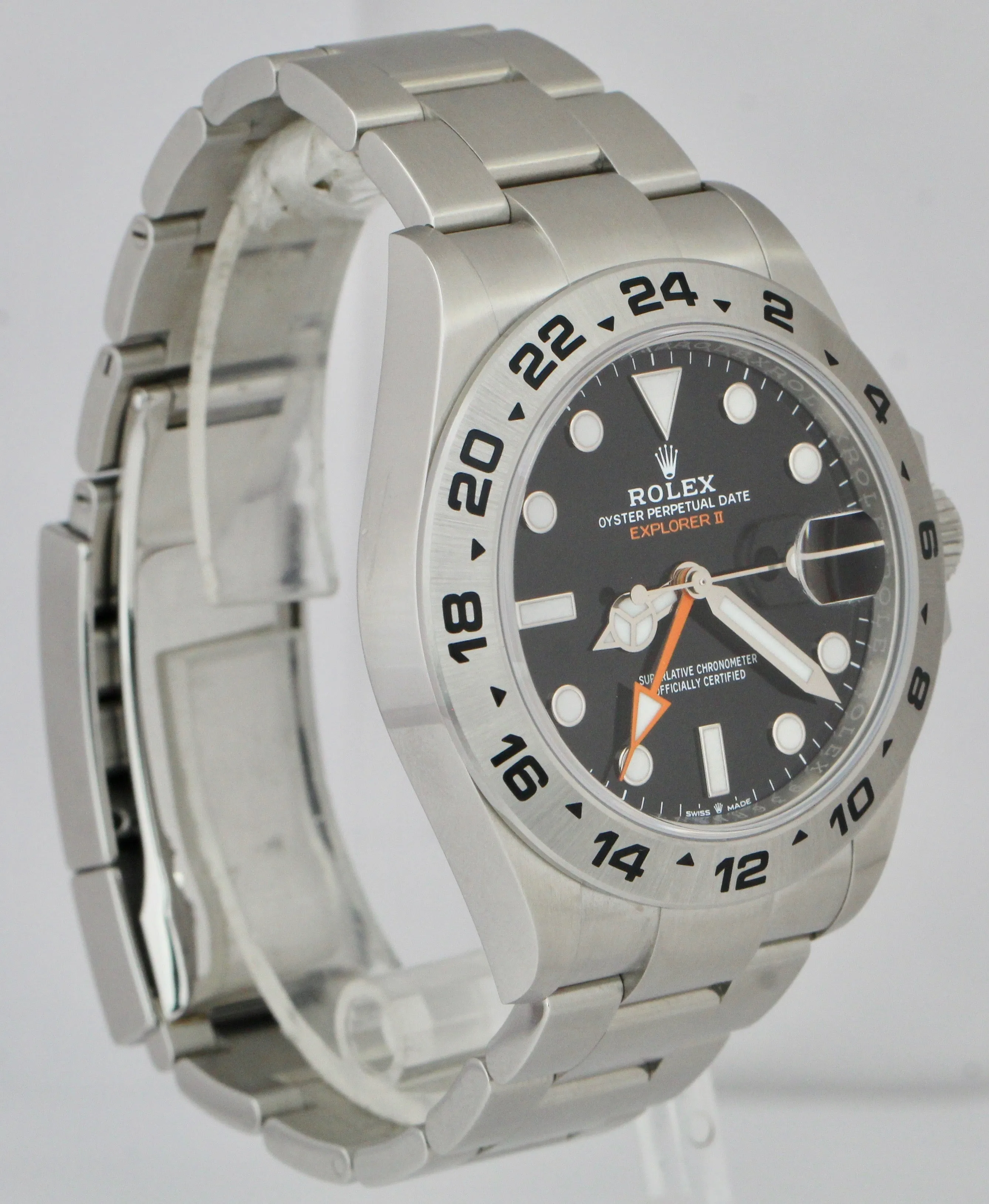 NEW DEC 2021 Rolex Explorer II 42mm Black Orange Stainless GMT Date Watch 226570