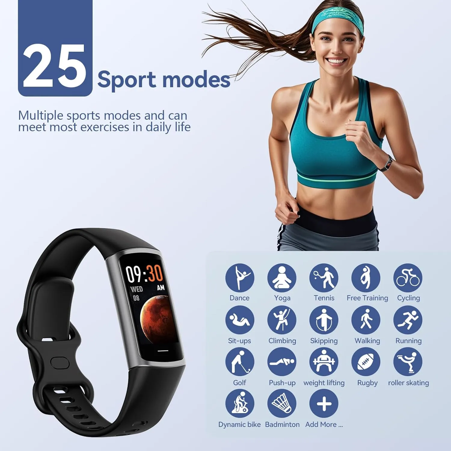 New Excelpeakia Fitness Tracker, 25 Sports Modes, Heart Rate/Blood Oxygen and Pressure Monitor Sleep Step Tracker/Calories Waterproof Smartwatch Smart Bracelet for Android and iOS Phone, Black
