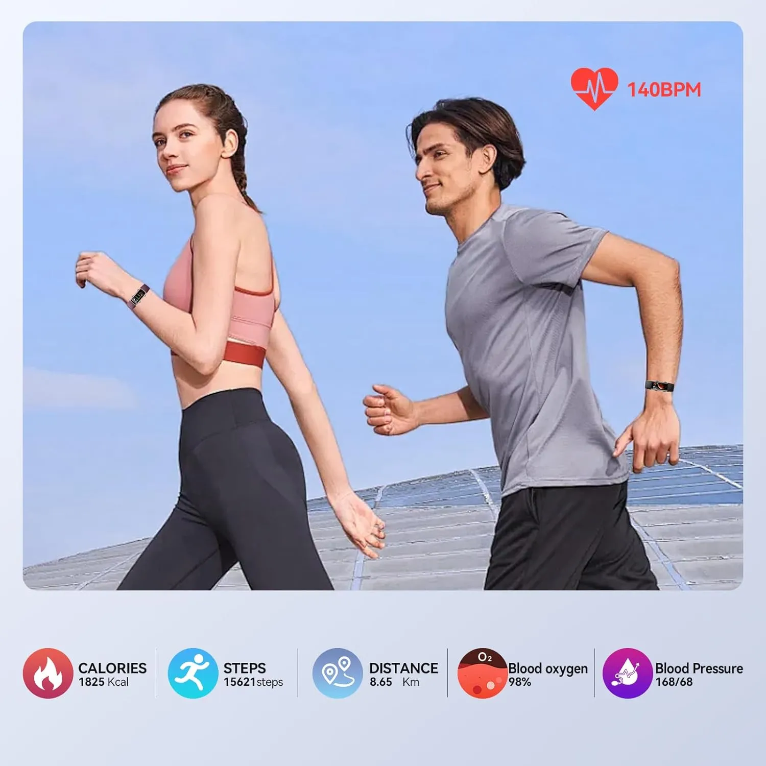 New Excelpeakia Fitness Tracker, 25 Sports Modes, Heart Rate/Blood Oxygen and Pressure Monitor Sleep Step Tracker/Calories Waterproof Smartwatch Smart Bracelet for Android and iOS Phone, Black