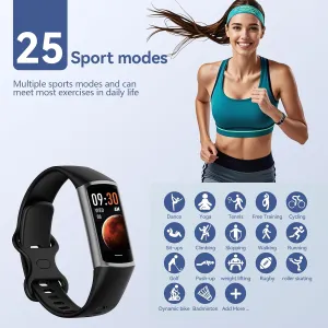 New Excelpeakia Fitness Tracker, 25 Sports Modes, Heart Rate/Blood Oxygen and Pressure Monitor Sleep Step Tracker/Calories Waterproof Smartwatch Smart Bracelet for Android and iOS Phone, Black