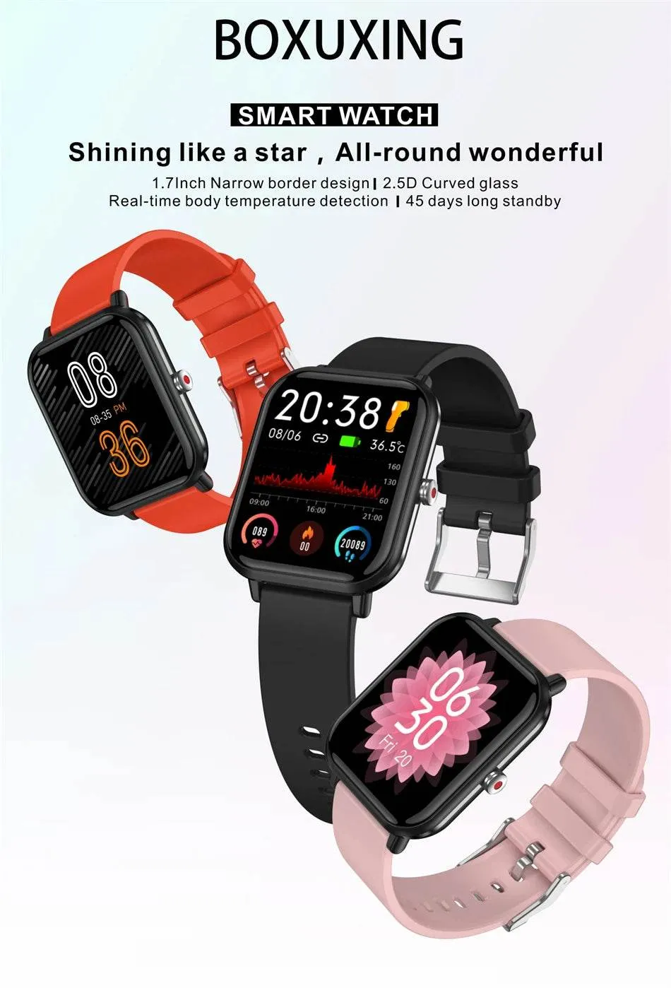 New Smart Watch Men Blood Oxygen Monitoring Sports Fitness Watch Man Woman Body Temperature Monitor Smart Watch For Xiaomi