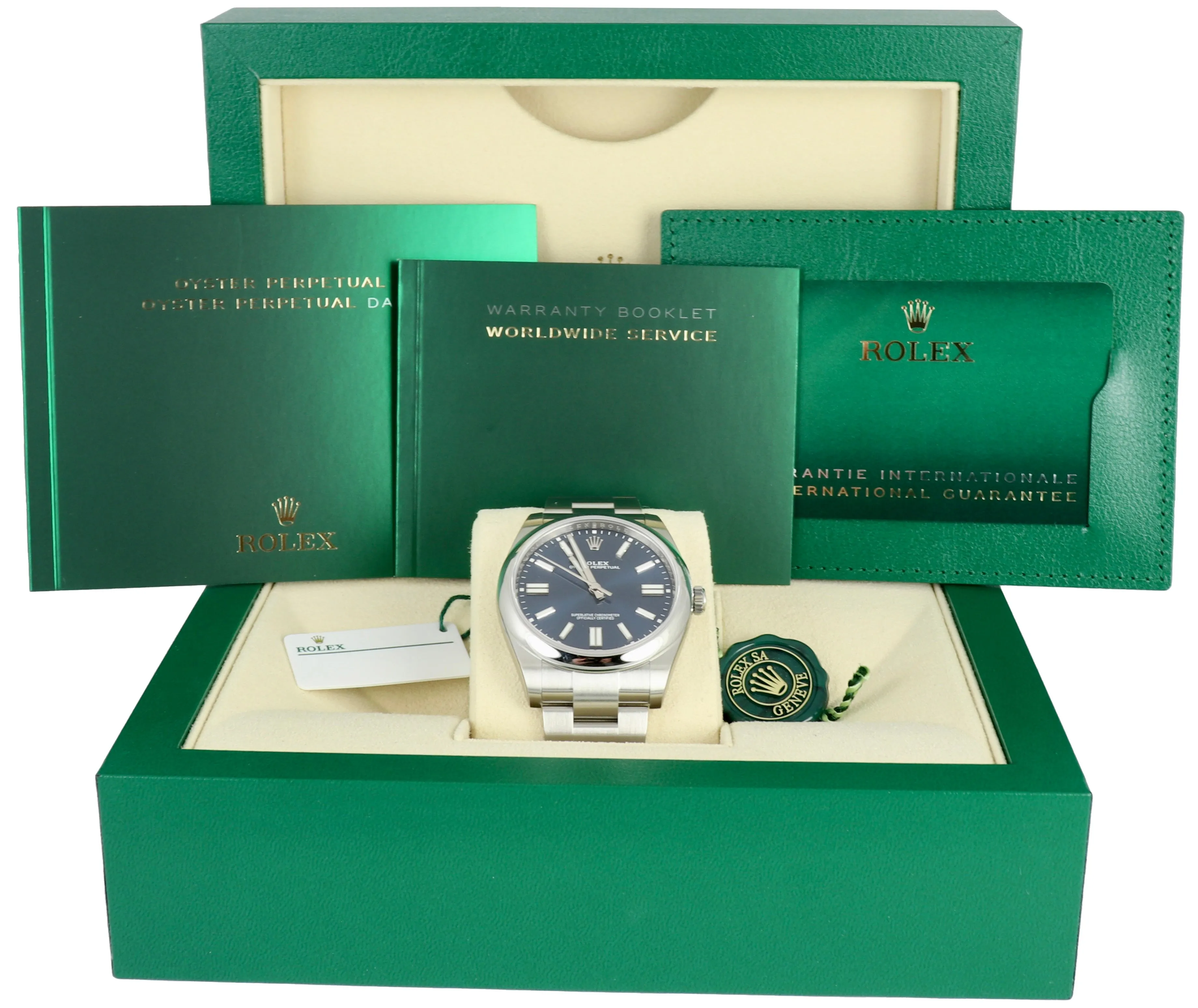 NEW STICKERED 2022 Rolex Oyster Perpetual OP 41 Blue 124300 41mm Stainless Watch