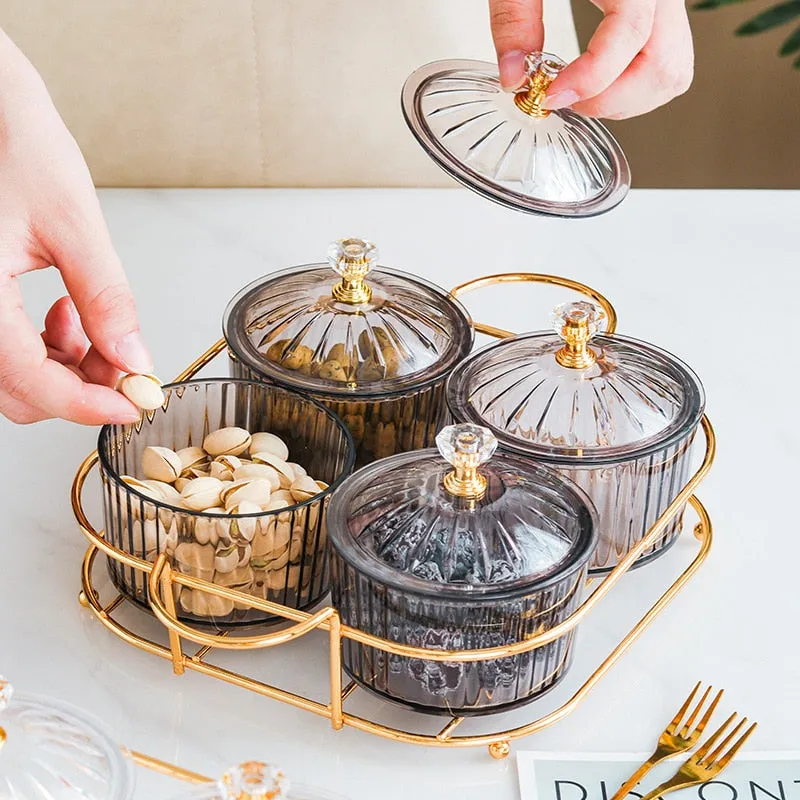Nordic Style Transparent Round Fruit Dish for Dried Fruit and Snack Presentation