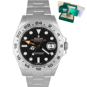 OCT 2018 LNIB Rolex Explorer II 42mm 216570 Black Orange Steel GMT Date Watch