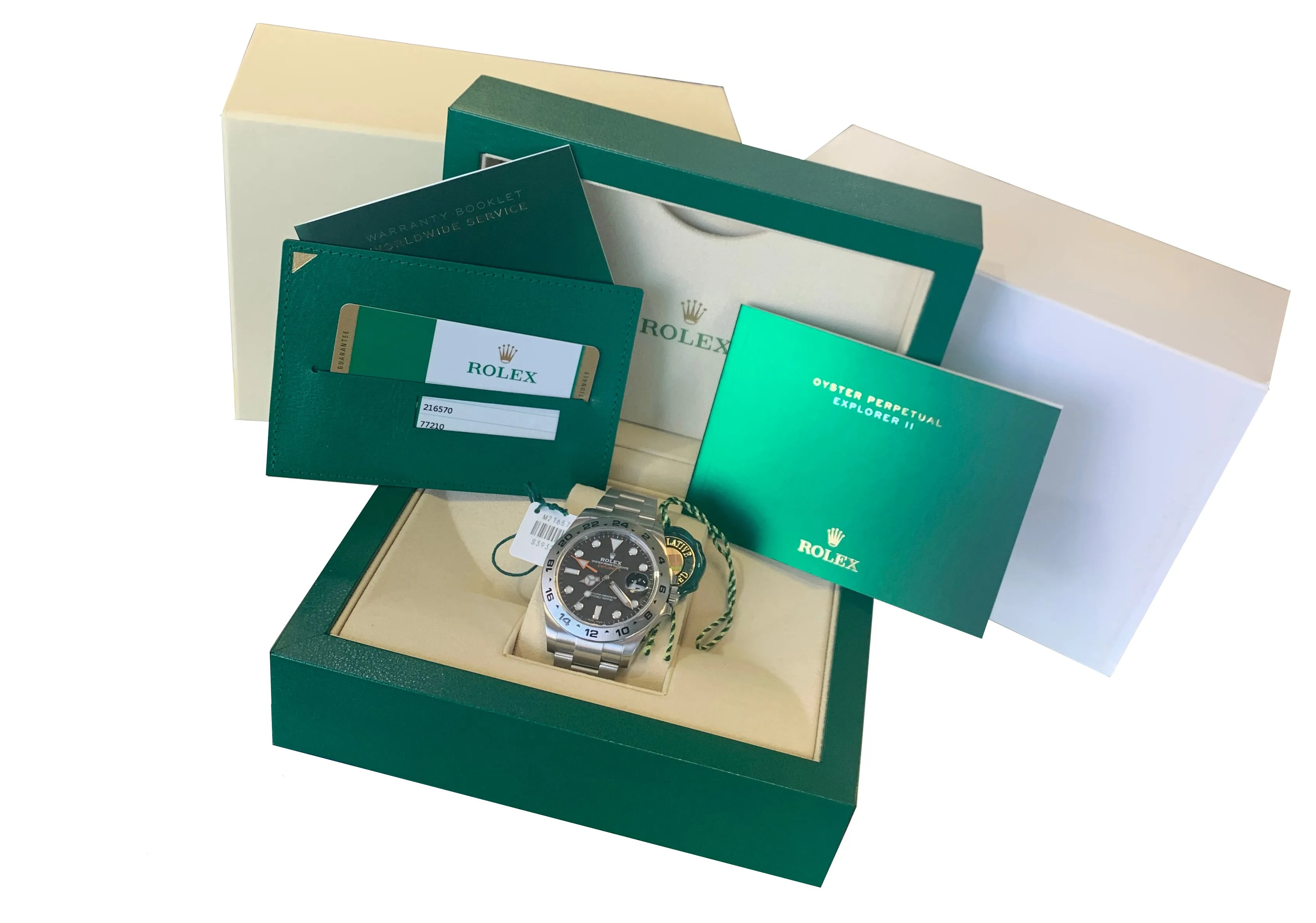 OCT 2018 LNIB Rolex Explorer II 42mm 216570 Black Orange Steel GMT Date Watch