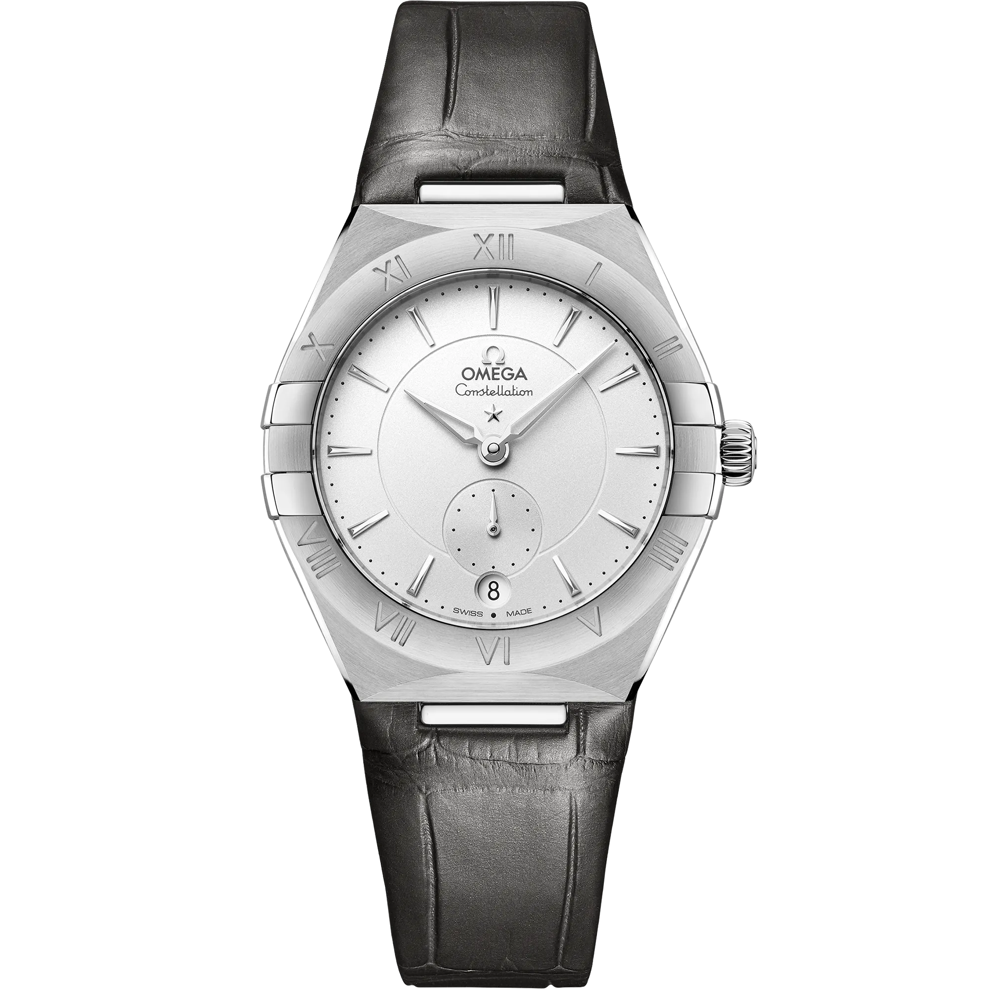 Omega Constellation 34 mm, steel on leather strap