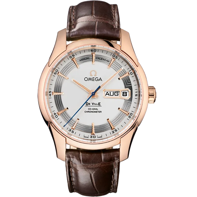 Omega De Ville Hour Vision 41 mm, red gold on leather strap