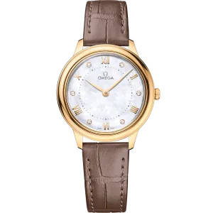 Omega De Ville Prestige 30 mm, yellow gold on leather strap