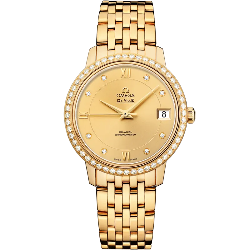 Omega De Ville Prestige 32.7 mm, yellow gold on yellow gold