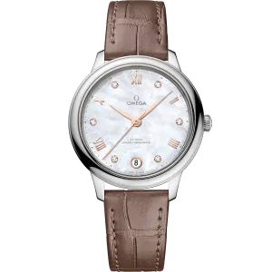 Omega De Ville Prestige 34 mm, steel on leather strap